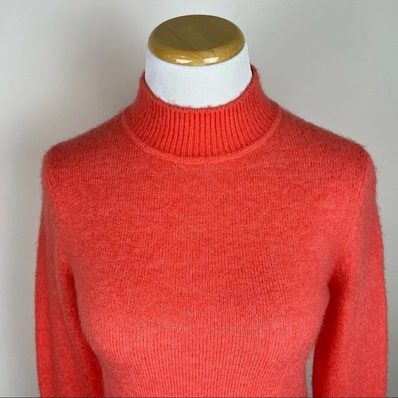 Intermix Funnel Neck Turtleneck Wool Mohair Sweater Orange Size S - Picture 2 of 6